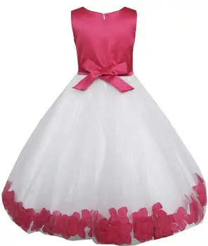 Slnečné Fashion Dievčatá Šaty Ruže Kvet Tylu Svadobný Sprievod Bridesmaid, Deti Oblečenie 2020 Lete Princess Party Šaty Veľkosť 2-14