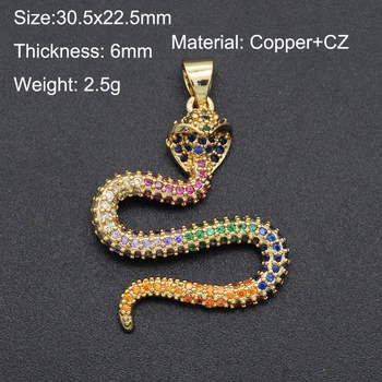 30x23mm CZ Zirkón DIY Šperky Dúhového Hada Kúzlo Prívesok Veľkoobchod Doplnky v podobe Šperkov Módnych Šperkov Prívesky