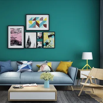 Vodotesné a odolné proti škvrnám páva modrá a zelená čistý pigment farba tapety moderný minimalistický spálňa obývacia izba