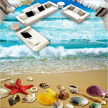 Beibehang abstraktných de parede Pláži shell hviezdice kúpeľňa hotelovej reštaurácii 3D dlaždice, pvc samolepiaca 3d podlahy tapety