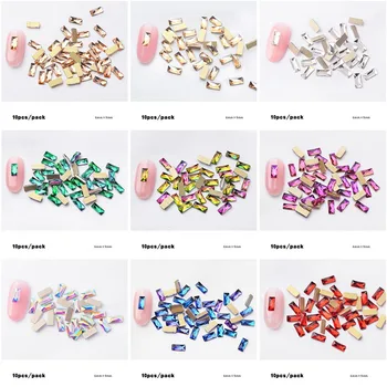 10pcs Zmiešané Farby Obdĺžnik Drahokamy Drahokamu Nail Art Crystal Dekorácie Lesk DIY 5x10mm Šperky Kameň Nechtového Príslušenstva