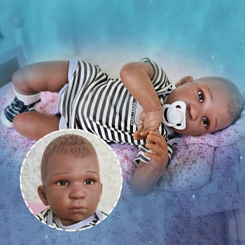 OtardDolls Bebe Reborn Bábiky 20-palcový Znovuzrodené Dieťa Africké čierne Bábika Mäkké Vinylové Kremíka Novorodenca Bábika bonecas hračky Pre Deti Gi
