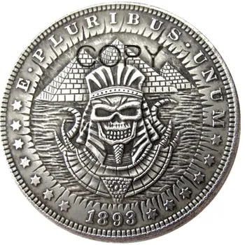 NÁS Hobo 1893 Morgan Dolár zombie kostra Ručne Vyrezávané Strieborné Pozlátené Kópie Mincí