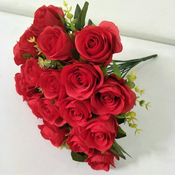 18 Hláv Umelé Ruže Svadobný Kvet Falošné Farebné Strany Elegantný Kvetinový Ornament Hodváb Domova Záhrada Svadobné Kytice