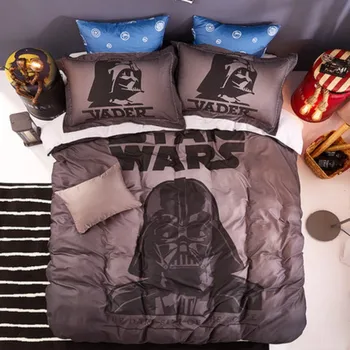 Disney 3D Star Wars Bavlna Dospelých Mužov, Chlapcov Krém Zlato posteľná bielizeň Nastaviť Perinu Flatsheet obliečky na Vankúše 1,5 m Posteľ Bedlinen