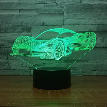 LED Pohode Športové Auto Tvar 3D Nočné Svetlo USB, Dotknite sa Tlačidla Auto stolná Lampa 7 Farieb Mení Atmosféra Svietidlo Darčeky Dekor