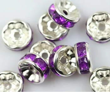 Veľkoobchod DIY Šperky Hľadanie,Fialová Farba Drahokamu Silvers Crystal Dištančné,8 mm, Ideálny Šperky Nájsť Pre Ženy Darček