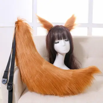 Japonské Anime Cosplay Kostým Príslušenstvo Pre Dospelých Deti Načechraný Plyšové Mačka, Vlk Uši Sponky Do Vlasov Farbou Dlhý Chvost Zviera