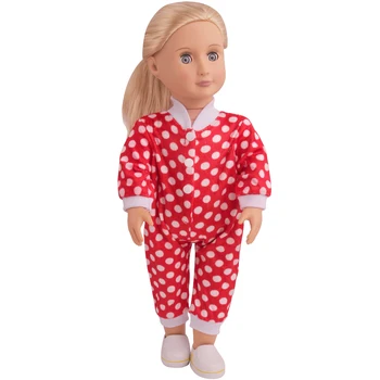 18-palcové Dievčatá bábiky oblečenie Roztomilý červený polka dot onesie Americký nové narodený šaty Detské hračky fit 43 cm bábiky baby c5