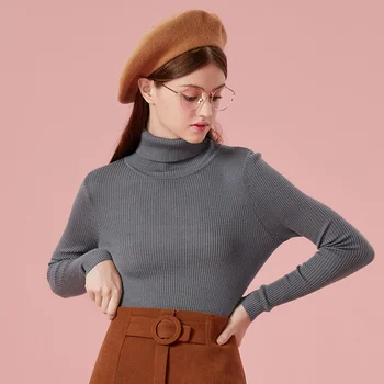 SEMIR Vlnené svetre ženy klesnutie sveter tenké časti 2020 jesenné a zimné nové turtleneck sveter pohodlné a teplé