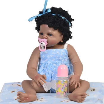 Reborn black bábika 57cm Plný silikónové znovuzrodené dieťa dievča bábiku bebe boneca reborn corpo de silikónové inteiro reálne menina dieťa darček