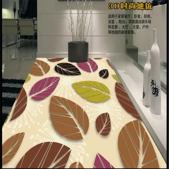 Wellyu Vlastné veľké nástenné pvc podlahy foto farebné leaf dekorácie vzor módne 3D hrubé nepremokavá podlaha abstraktných de peide
