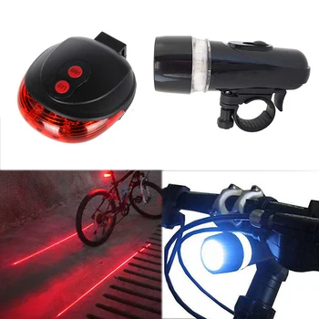 Nové Koleso Predné svetlomety+Bezpečnostné Výstražné Svetlo 5 LED+2 Laserové Bicykel Zadné Svetlo, zadné Svetlo Lampy Noc Horských Bycicle Svetlo