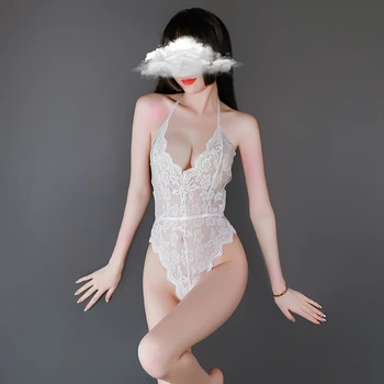 Sexy Čipka Bielizeň Kombinézu pre Ženy Úplnej Pohľadu Oka Čierna Biela Sleepwear Jeden Kus Tela Vyhovovali Striptérka Oblečenie Fetish