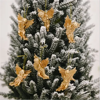 Zlato, Striebro Anjel Vianočné Ozdoby Prívesok Vianočné Party Dekorácie Vianoce Tree Decor Nový Rok Darčeky pre Deti Navidad