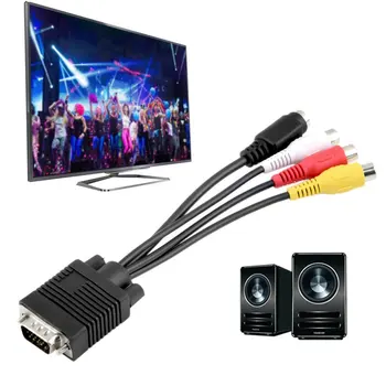 HDMI / Vga VGA, SVGA, aby S-VIDEO 3 RCA Samica Converter Kábel VGA pre Video, TV-Out, S-Video AV Adaptér Bez HDMI Splitter