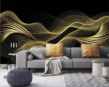 Beibehang Vlastné abstraktných de parede 3d tvorivé svetlo luxusné golden leaf line stereo pozadí na stenu, tapety na steny, v kotúčoch