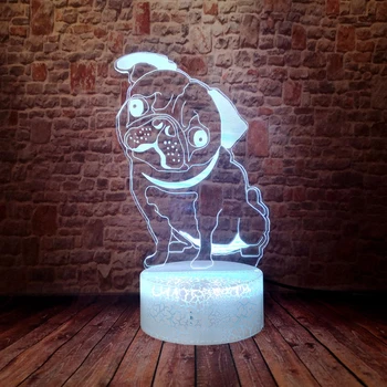 Krásne 3D Roztomilý Pug Šteniatko Psíka 7 Zmena Farby Nočné Svetlo Dieťa Chlapcov Spálni Spacie Výzdoba pre Deti Narodeniny, Vianočné Hračky Strany