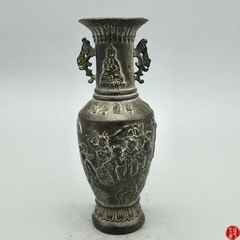 Starožitný staré MingDynasty broze váza / fľaše,Ručne vyrezávané remeslá, najlepšie Dekorácie Zber,doprava Zdarma