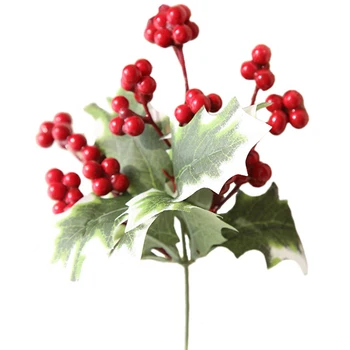 Berry Kvet Bean Red Cherry Dekor Svadobné 1 Kytice Umelé Ovocie Vianočný Dekor