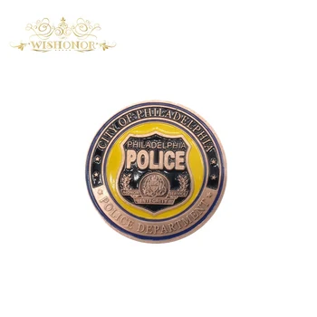 Hot Predaj Pre America Philadelphia Police Gold Brass Mince S Plastovými Prípade Výzvou Mince, Medaily 40*3 mm Suvenír Mince Na Darček