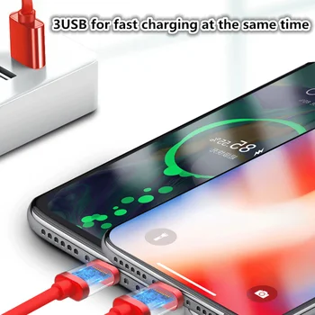 3In1 Rýchle Nabíjanie Škálovateľné Kábel pre Typ C pre Micro USB Rýchlo Nabíjací Kábel Pre IPhone 11 Pre Android Samsung Mi