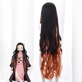 Anime Démon Vrah Kimetsu č Yaiba Nezuko Kamado Dlho Gradient vlasy Cosplay parochňu dlhá 95 cm