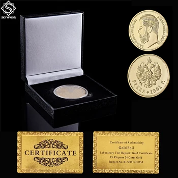 1901 Rusko Rubeľ Mikuláša II Cisára Zlato Kópiu Staré Mince Zber W/ Luxusné Mince Box