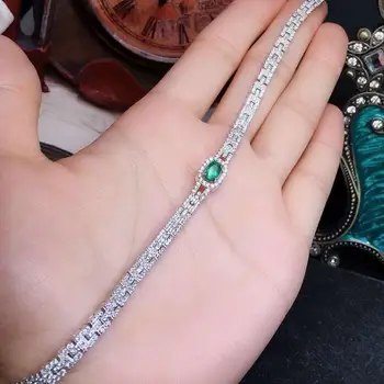 Svadobné Emerald náramok Prírodné Reálne Emerald náramok Náramok Pevné S925 Rýdzeho Striebra Pre Ženy Farieb, Jemné Šperky