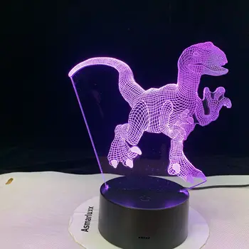 Dinosaurov Beží 3D Lampa Cartoon USB Nočné Svetlo Mutilcolors RGBw LED Osvetlenie Žiarovky Luminaria Dieťa Hračku Darček