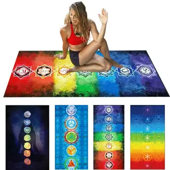 Pohodlné Hodiť Deka Rainbow 7 Čakra Mandala Bohemia Deka Gobelín Lete Plážový Uterák Yoga Mat
