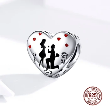 MOWIMO Reálne 925 Sterling Silver Navrhnúť Manželstva Srdce Korálky Charms Fit Striebro Originálny Náramok, Náhrdelník Šperky BKC1403
