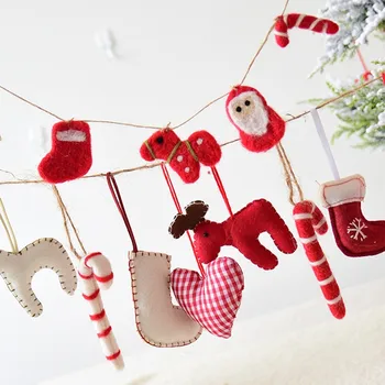 Vianočné Textílie Bábika Prívesky Srdce Vianočné Ponožky Tvarované Vlny Cítil Visí Ozdoby DIY Vianočný Strom Dekorácie Príslušenstvo