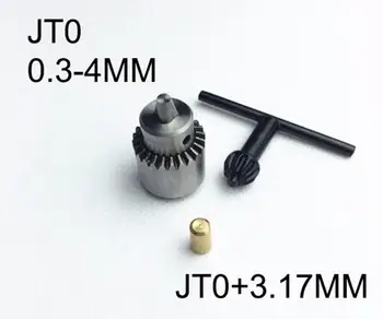 Vysoko kvalitný Mini Elektrickú Vŕtačku Chuck 0.3-4 mm S 3.17 mm Meď Hriadeľ Mount JT0 Vnútorného Otvoru