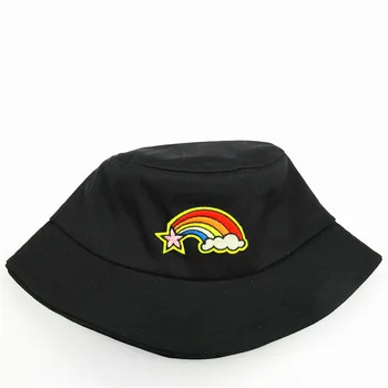 Rainbow výšivky bavlna Vedierko Hat Rybár Klobúk vonkajšie cestovné klobúk Slnko Spp Čiapky pre dieťa muži Ženy 149