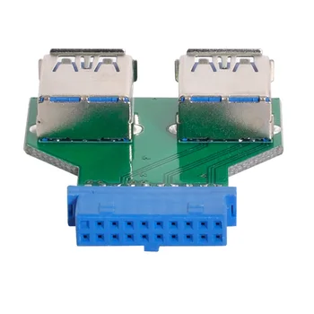 Dual USB 3.0 Typ A Samica na základnej Doske 20/19 Pin Poľa Hlavičky Otvoru Adaptéra PCBA