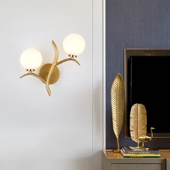 Nordic obojstrannú nástenné svietidlo zlatej výzdobe interiéru spálne posteli nástenné svietidlo post-moderné rekreačné nástenné svietidlo