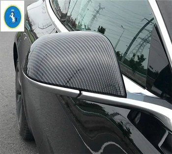 Yimaautotrims Auto Príslušenstvo Spätné Zrkadlo ochranný kryt Kryt Výbava vhodné Pre Tesla Model 3 2018 2019 2020 Uhlíkové Vlákna ABS