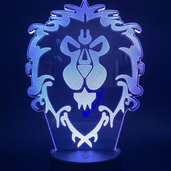 3D Lampa World of Warcraft Lev Svetla pre Deti Miestnosti Nočné Svetlo Lampy 7/16 Farby Meniace sa Deti Darček Led Nočné Svetlo Echaki