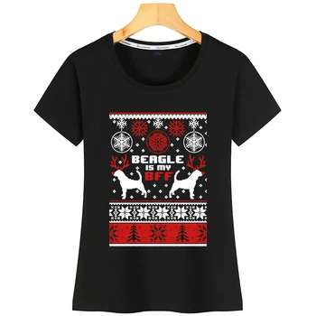 Topy T Shirt Ženy Beagle Bff Vianočné Humor Pekné Bavlnené Tričko