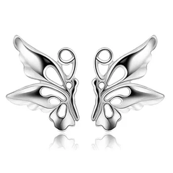 Letné Nový Príchod Módne Jemné Šperky Strieborné Farebné Náušnice Zjemnenie motýľ sa zobrazili kľúčové tlačidlá Dizajn Stud Náušnice