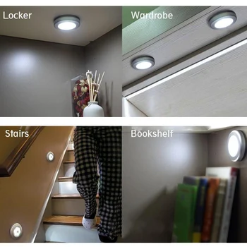 1pc LED Senzor Led Svetlo Pod Skrinku 6 LED Suché Batérie LED Nočné Svetlo Pohybu Lampou Tela, Pohybu Steny Vnútorné Osvetlenie