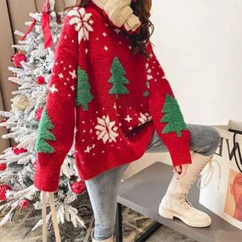 Veľká veľkosť gotický škaredé dovolenku sweater Vianočný stromček 2020 jeseň a v zime červená a zelená Vianočné svetre