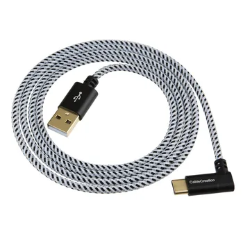 USB C, USB Kábel, Pravý Uhol USB Typu C, Dátový a Nabíjací Kábel, Kompatibilný s MacBook(Pro), Pixel XL, Galaxy S9/S9+/S10