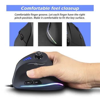 USB Nabíjateľné Bezdrôtová Myš 2,4 GHz Vertikálne Hernej Myši 1500-10000 DPI Ergonomický Počítačovej Myši pre PC, Notebook Office Hra