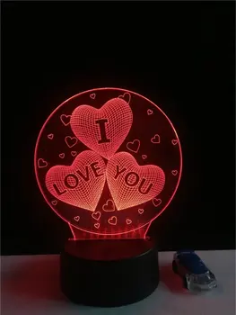 Nové I LOVE YOU Sladké Milenca Srdce Balóny, 3D LED USB Lampa Romantické Svadobné Izba Dekorácie Farebné Nočné Svetlo Priateľku, Darček