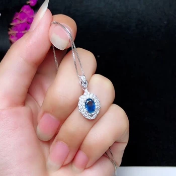 Prírodné blue sapphire drahokam náhrdelník pre ženy, strieborné šperky, originálny prírodný klenot jemné šperky narodeninovej párty darček zadarmo lode