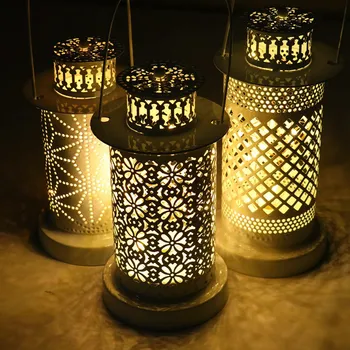 FENGRISE LED Sviečka Nočné Svetlo Železa Duté Lampa pre Spálne Dekorácie Batérie Nočné Lampy Stolové Dekoratívne Svetlo Dary