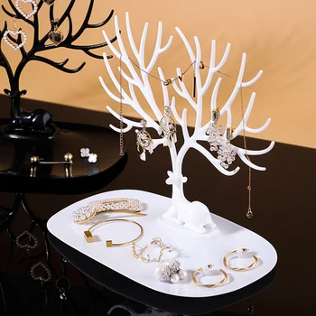 Nordic Náušnice, Náhrdelník Prsteň Prívesok Náramok Šperky Zobraziť Stojan Zásobník Jeleň Strom Dekorácie Make-Up Skladovacie Regály