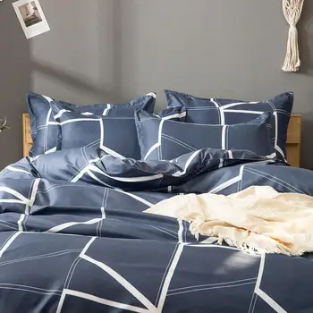 Jednoduché nordic perinu nastaviť Geometrické línie cumlík posteľná bielizeň nastaviť posteľ kryt Kráľovná Kráľ Deka Kryt Vankúš na bytový Textil